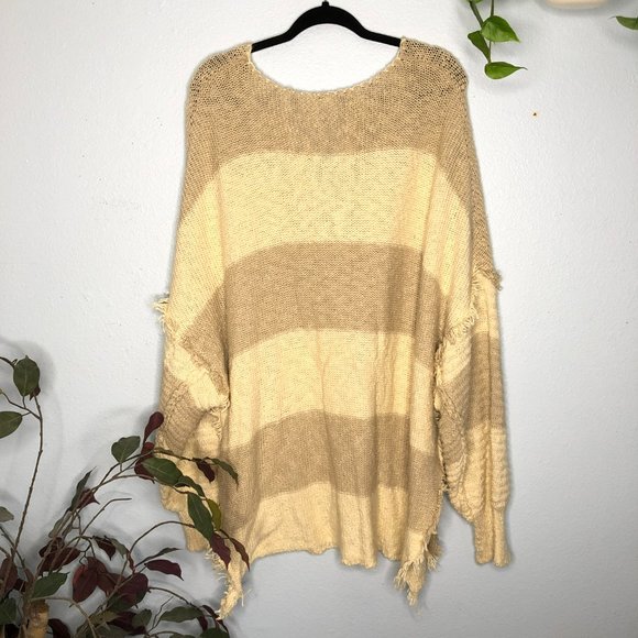 NWOT Free People Road Trip Stripe Henley Pebble Combo Medium Sweater Knit Beachy - Picture 7 of 11